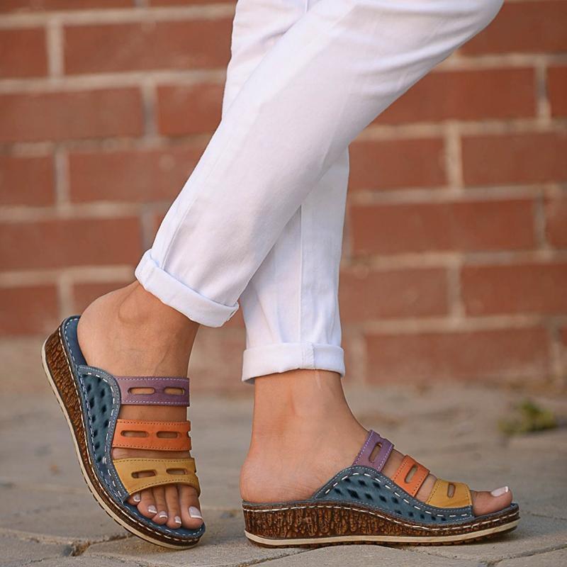 Casual Summer Color Comfy Wedge Sandals - Pavacat