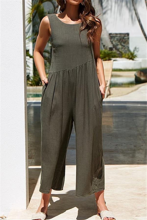 Casual Vest Wide Leg Jumpsuit - Armygreen Jumpsuits & Rompers 5201812281531 S armygreen 