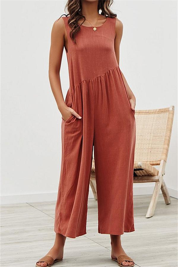 Casual Vest Wide Leg Jumpsuit - Armygreen Jumpsuits & Rompers 5201812281531 S orangered 