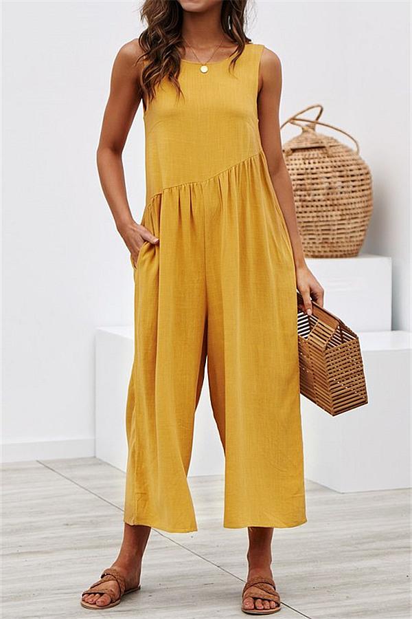 Casual Vest Wide Leg Jumpsuit - Armygreen Jumpsuits & Rompers 5201812281531 S yellow 