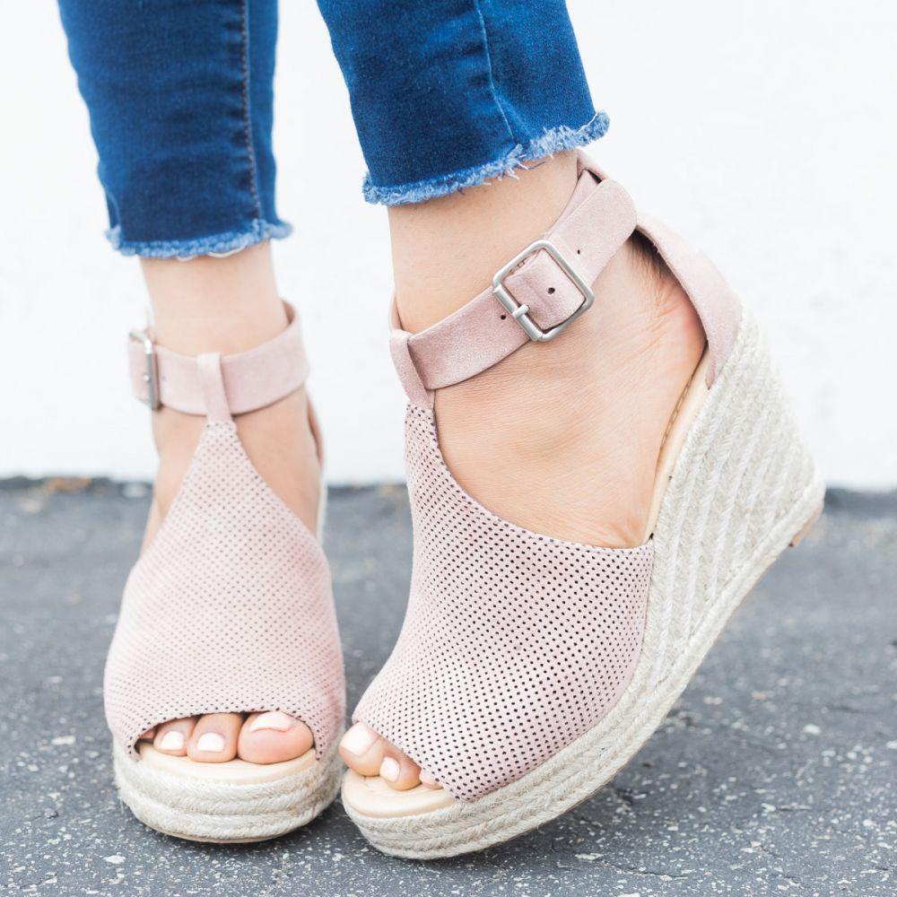 Chic Espadrille Wedges Adjustable Buckle Sandals Sandals xiaolai 