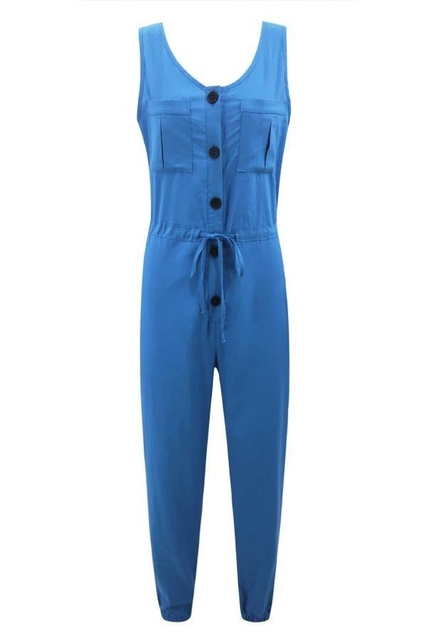 Chiffon Sleeveless Jumpers Jumpsuits & Rompers 5201905080500 blue L 