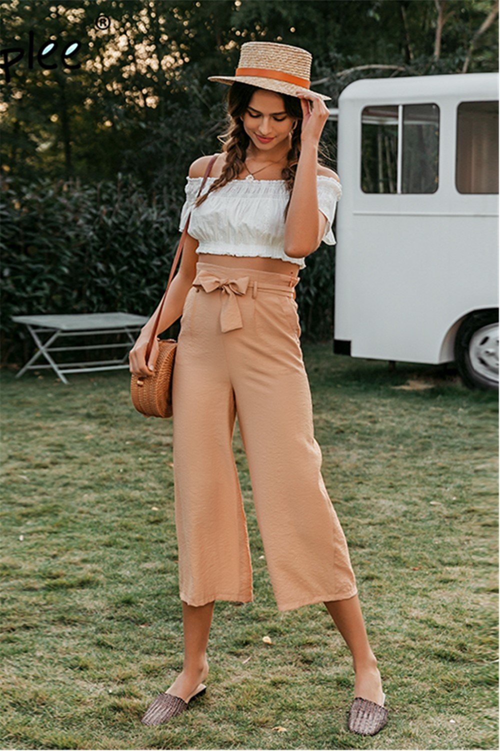 Elegant Bow Tie Wide Leg Pants - Pavacat