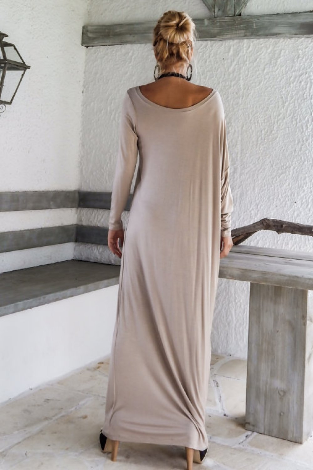 Elegant Loose Long-sleeve Maxi Dress - Pavacat