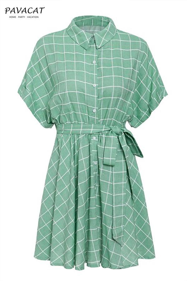 Elegant Plaid Sashes A-line Dress - Pavacat