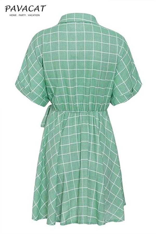 Elegant Plaid Sashes A-line Dress - Pavacat