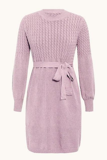 Elegant Soft Belt A-line Knitted Dress - Pavacat