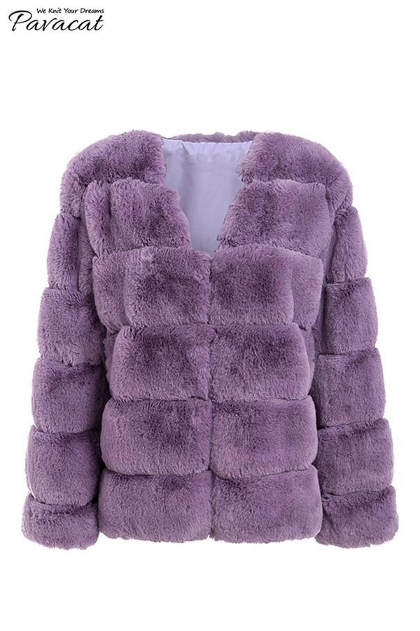 Elegant Thick Fluffy Faux Fur Coat - Dark Green Coat Simplee 