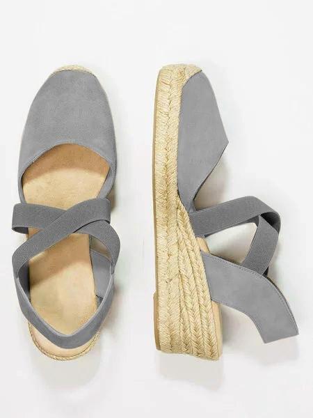 Espadrille Wedge Sandals Elastic Band Slip On Sandals Sandals Pavacat US5.5(LABEL SIZE 35) Grey 