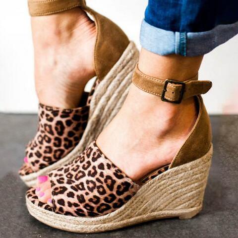 Espadrilles Daily Nubuck Sandals Creepers Wedges Sandals Pavacat US5.5(LABEL SIZE 35) Leopard 