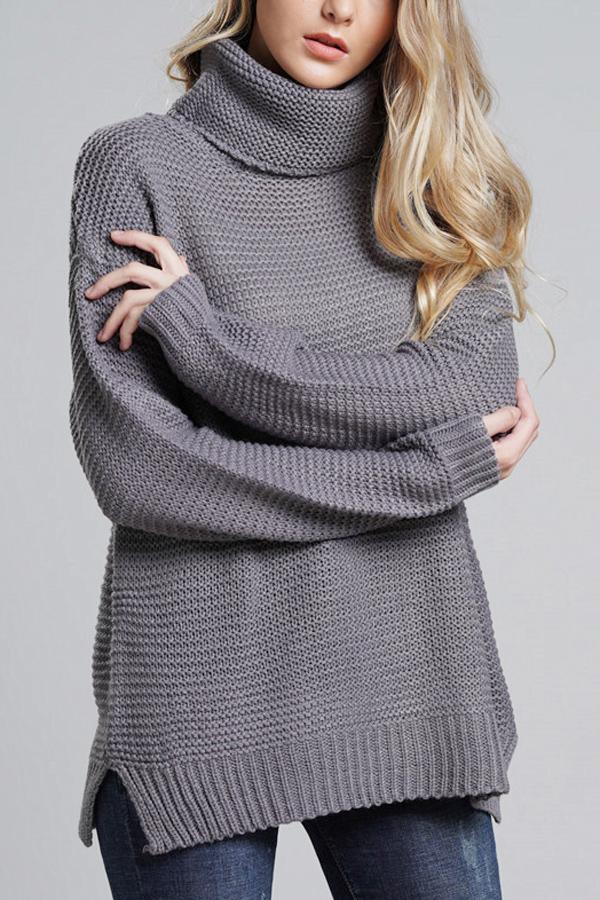 Evergreen Knit Sweater Pullover poppoly Gray 