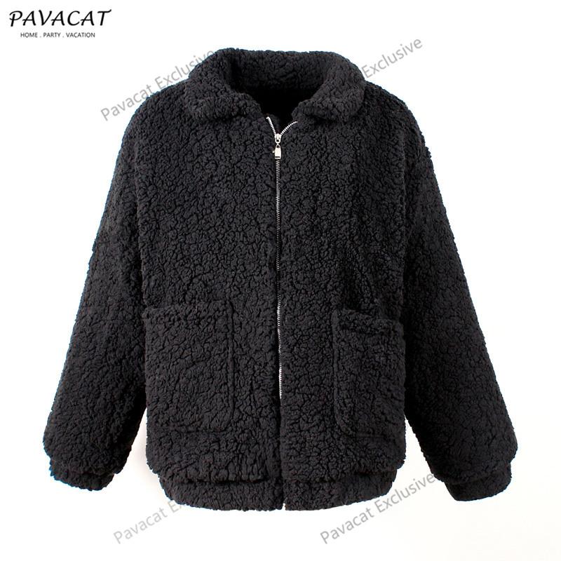 Faux Lambswool Oversized Coat Coat Aliexpress S Black 