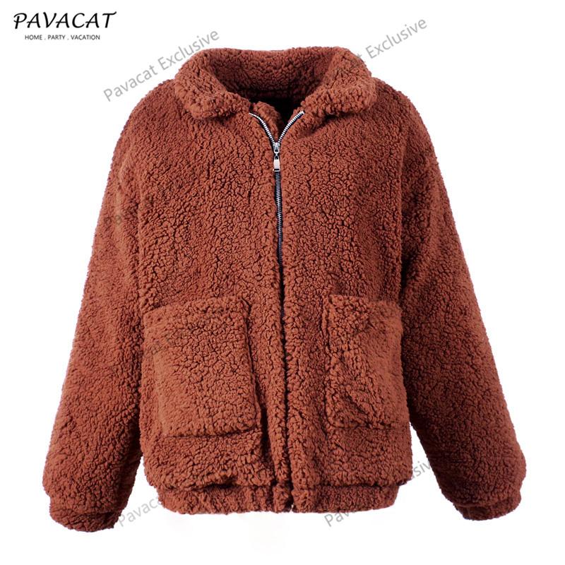 Faux Lambswool Oversized Coat Coat Aliexpress S Brown 