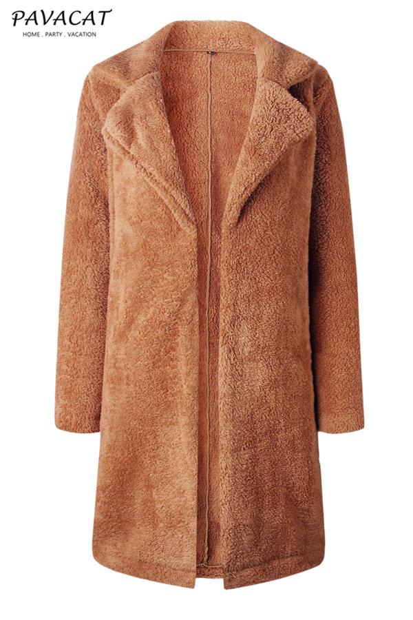 Feeling of Warmth Faux Fur Longline Coat - Beige Coat Pavacat 