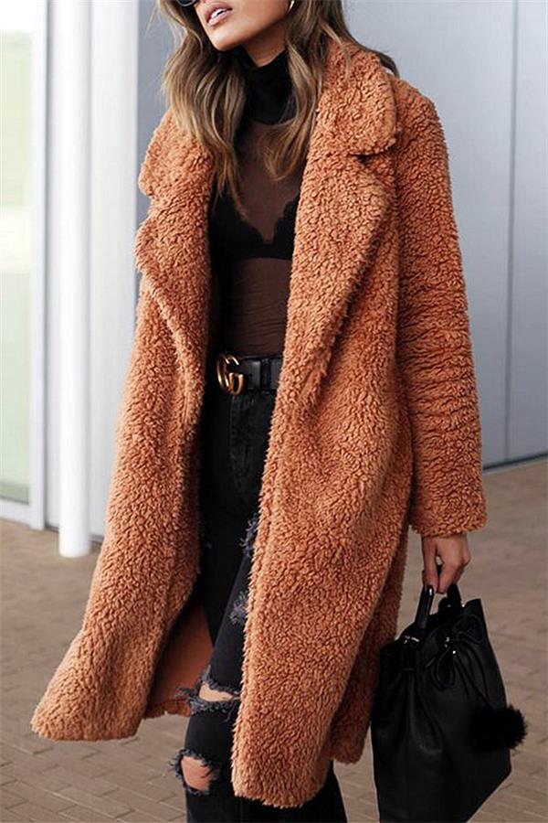 Feeling of Warmth Faux Fur Longline Coat - Beige Coat Pavacat 