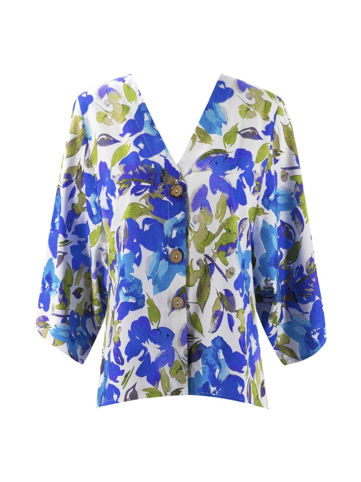 Floral Batwing Sleeve Buttons Top Blouses & Shirts 5201904110309 