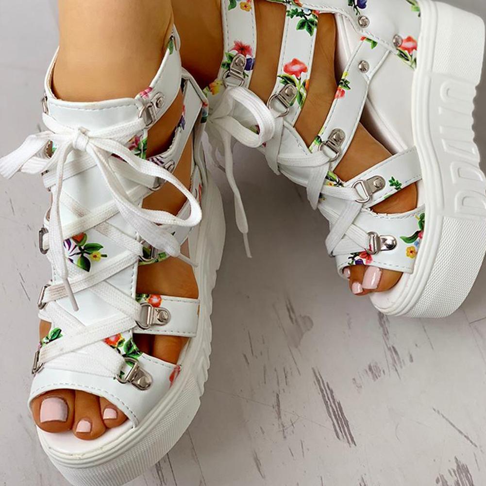 Floral Tape Leisure Wedges Sandals - Pavacat