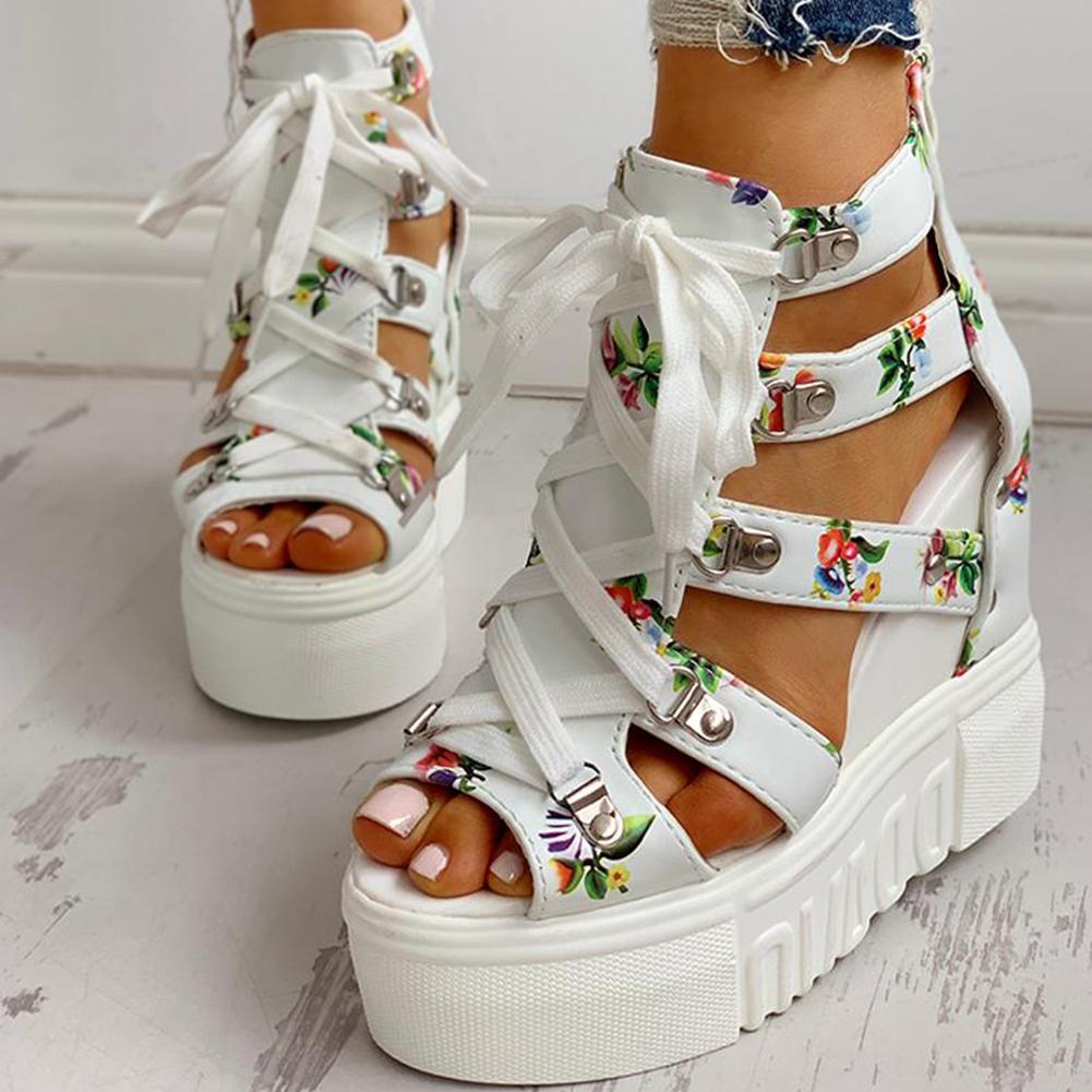 Floral Tape Leisure Wedges Sandals - Pavacat