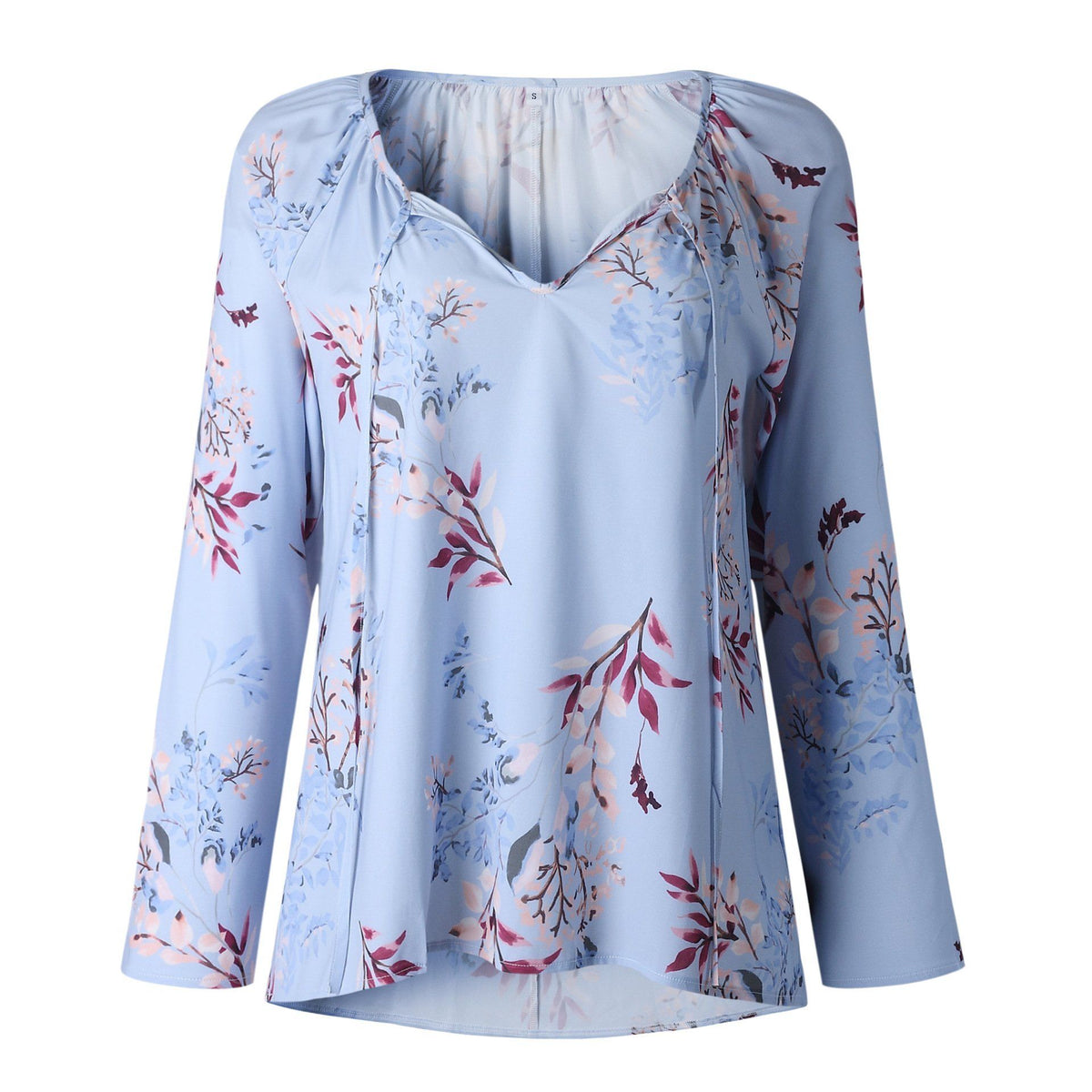 Floral V Neck Lace Up Blouse Blouses & Shirts 5201901201215 