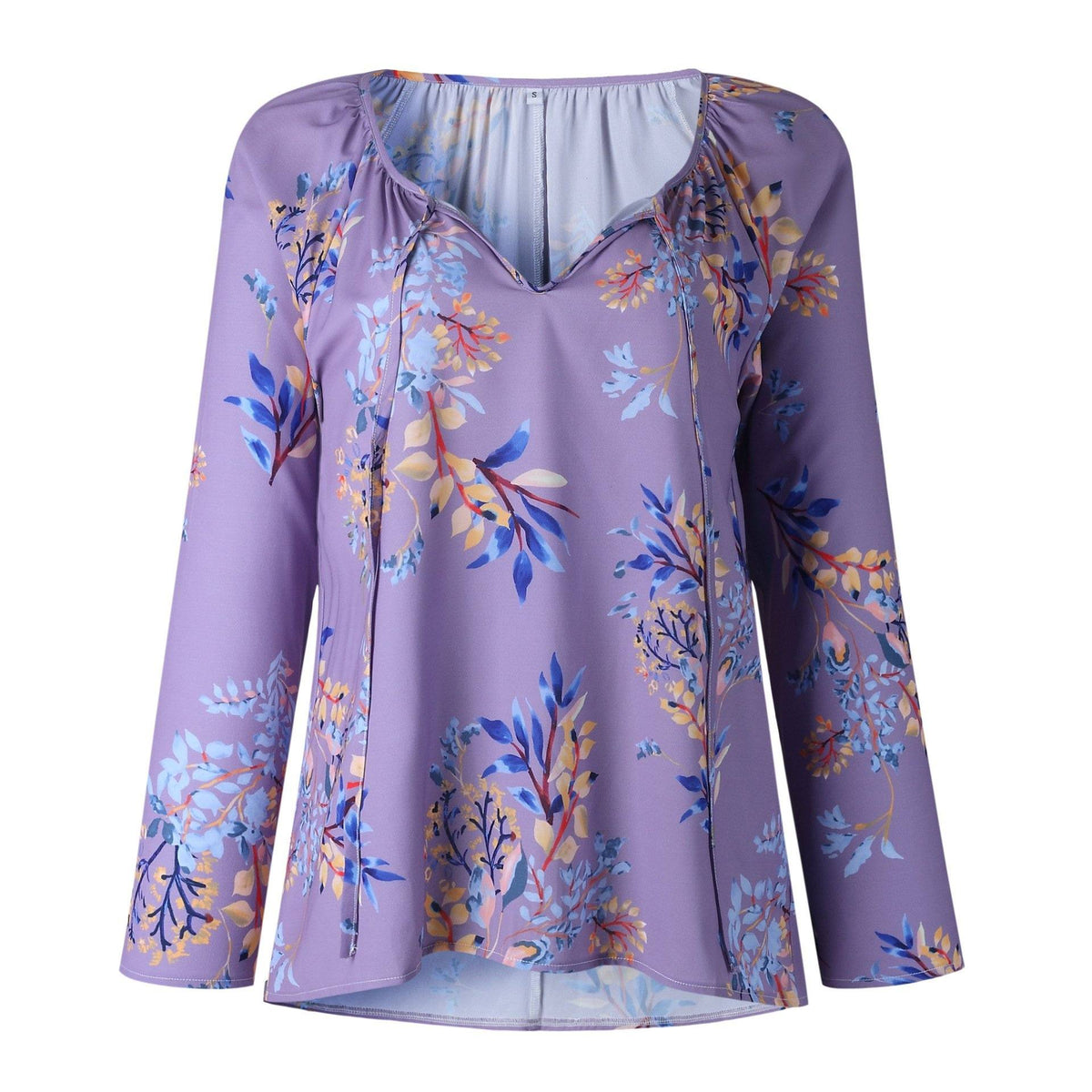 Floral V Neck Lace Up Blouse Blouses & Shirts 5201901201215 