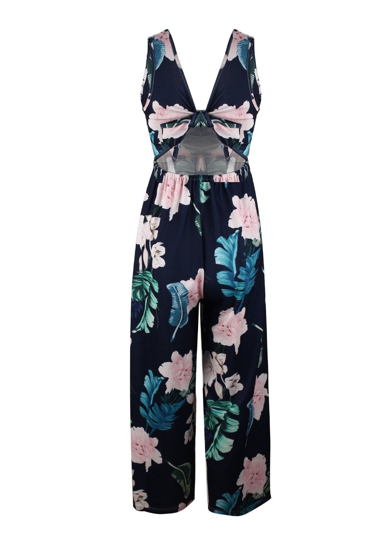 Floral V Neck Slit Jumpsuit Jumpsuits & Rompers 5201812281531 