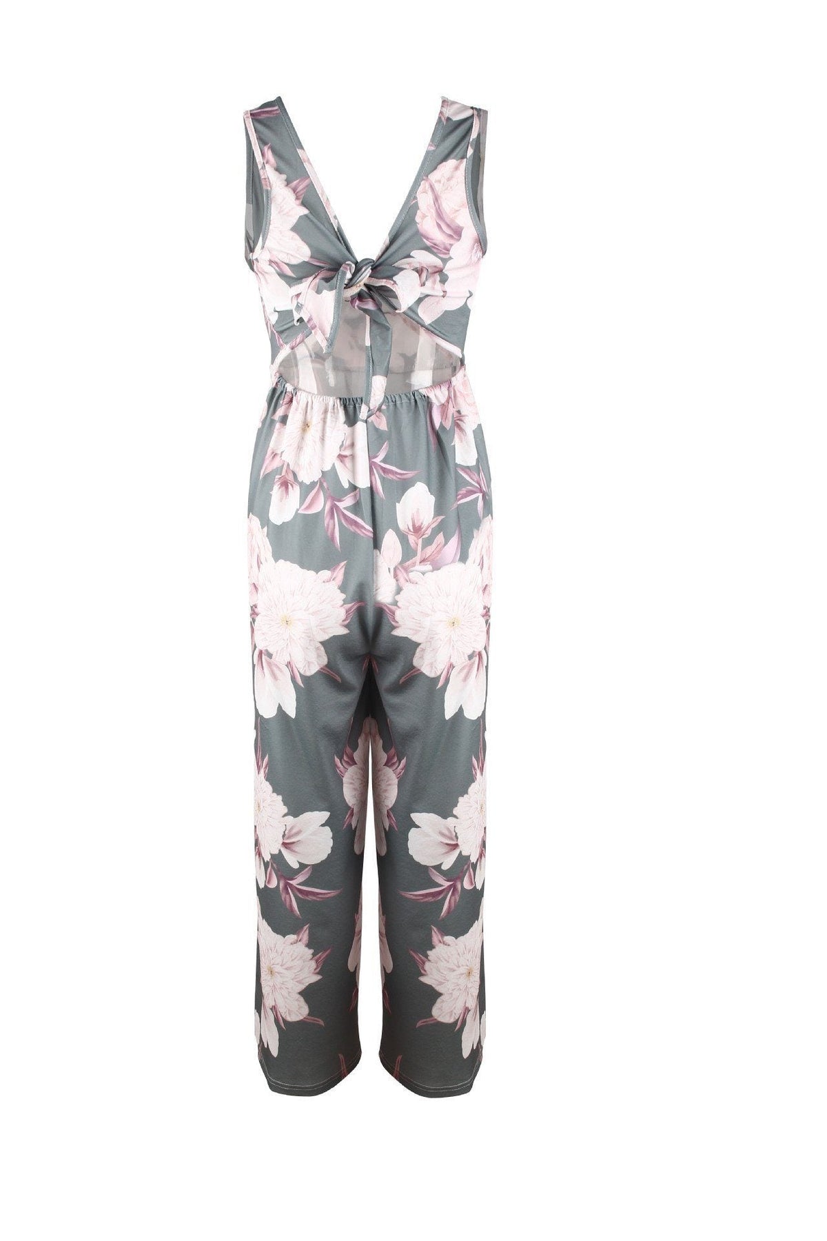 Floral V Neck Slit Jumpsuit Jumpsuits & Rompers 5201812281531 