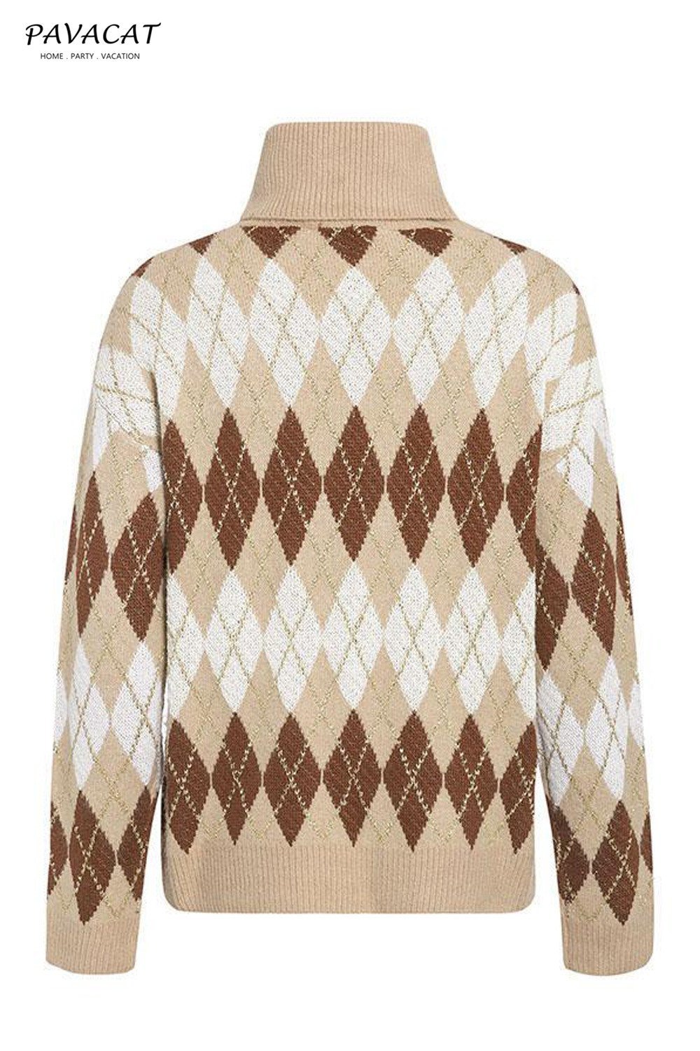 Geometrical Turtle Neck Thick Pullover - Pavacat