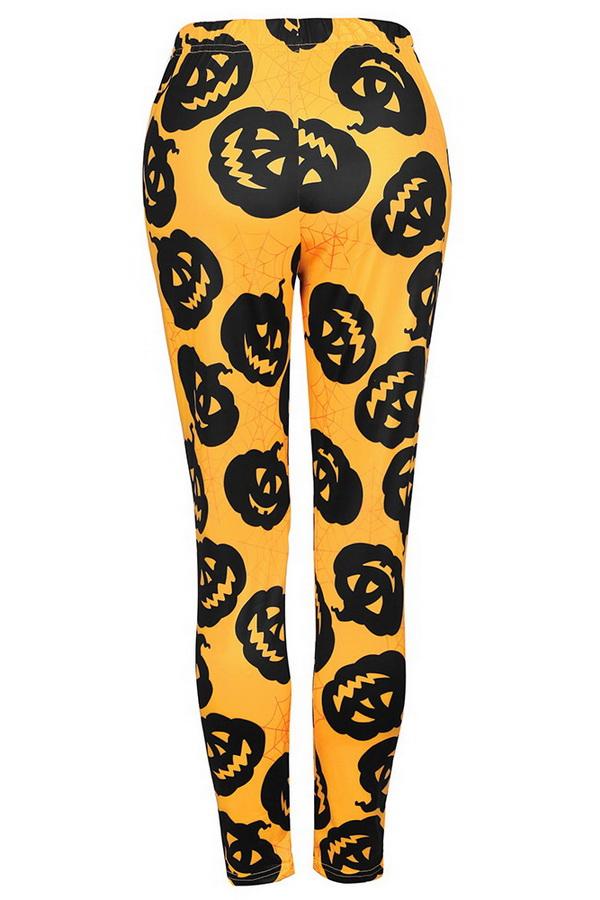 Halloween Pumpkin Lamp Printed Leggings - Pavacat