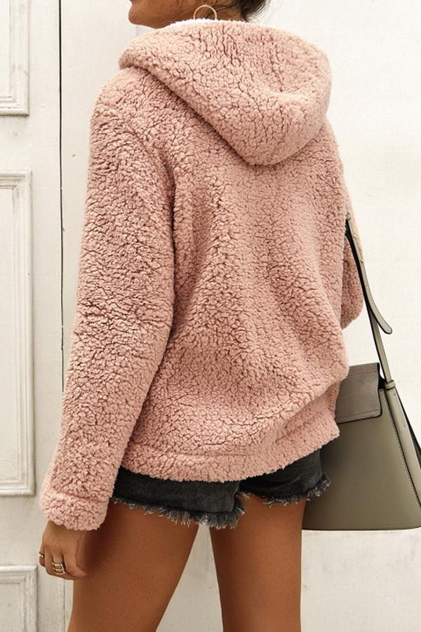 High Neck Zip Plush Sweatshirt - Pavacat