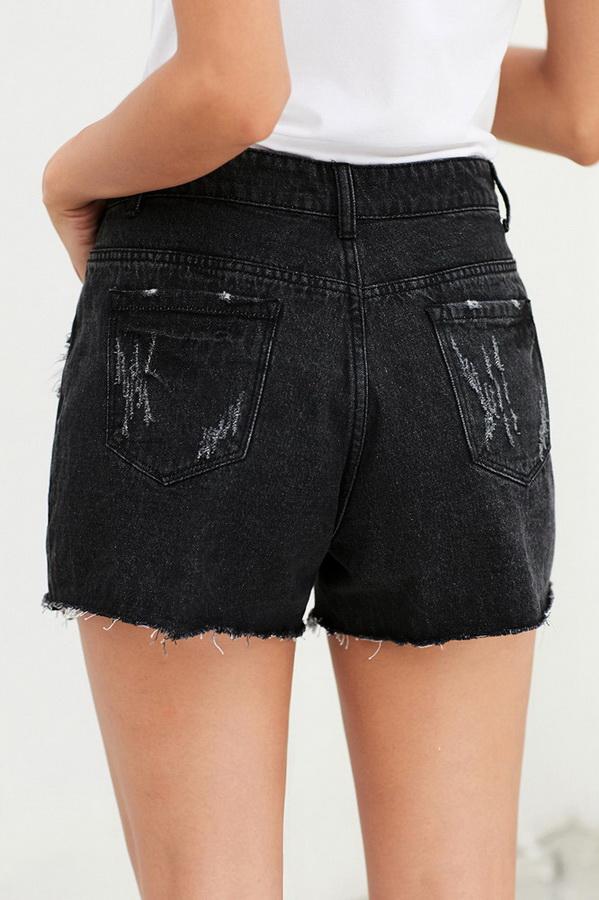 High-waist Slim Single-breasted Worn-out Jeans Shorts Pants 5201906151552 
