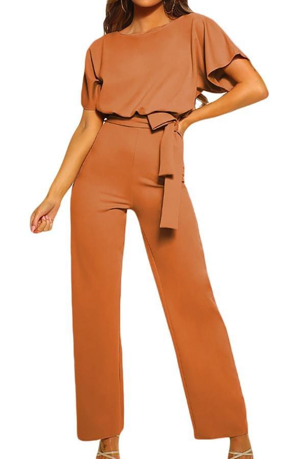 High Waist Wide Leg Trousers Jumpsuits & Rompers 5201905080500 khaki L 