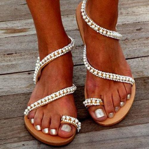 Imitation Pearl Pu Sandals Flip-flops Summer Sandals - Pavacat