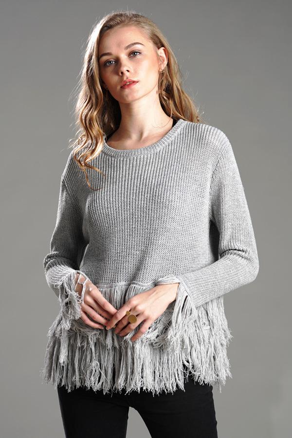 Joyful Tassels Knit Sweater Pullover MUYUAN 