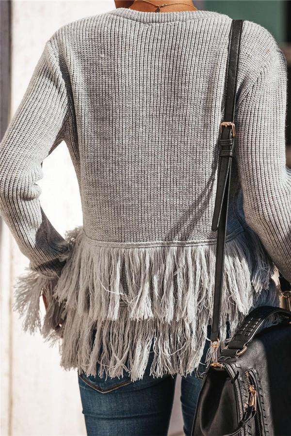 Joyful Tassels Knit Sweater Pullover MUYUAN 