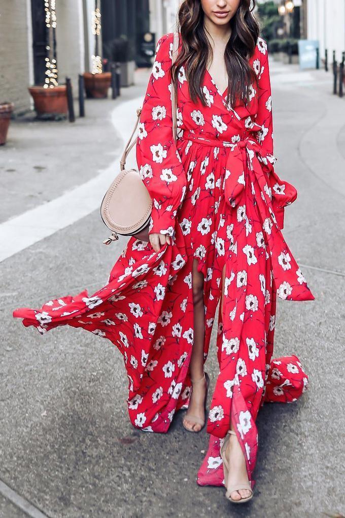 Wondrous Floral Deep V Maxi Dress Dress Pavacat 