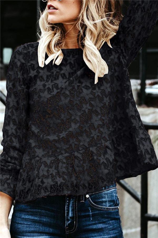 Lace Hollow Out Blouse Blouses & Shirts 5201812281308 L black 