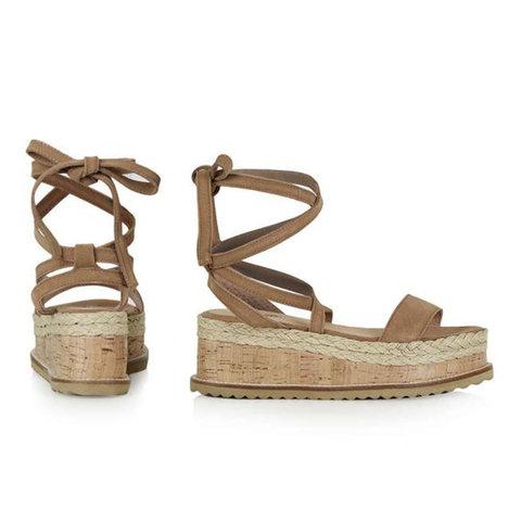 Leather Wedge Sandals Casual Lace Up Shoes - Pavacat