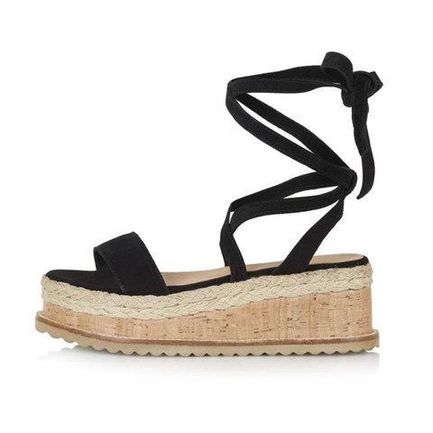 Leather Wedge Sandals Casual Lace Up Shoes - Pavacat