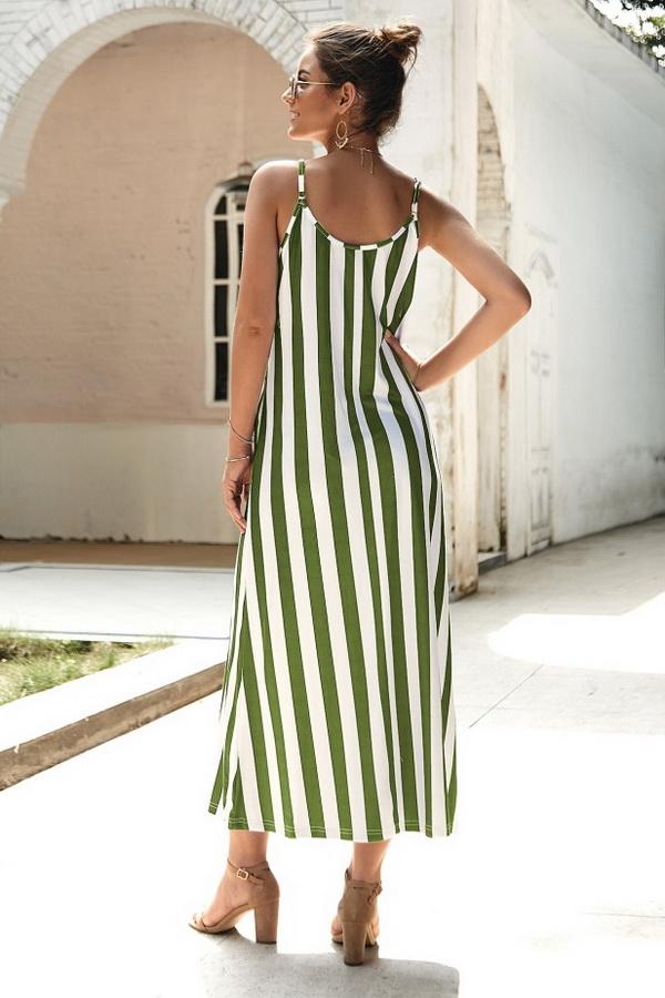 Leisure Striped Sleeveless Loose Dress - Pavacat