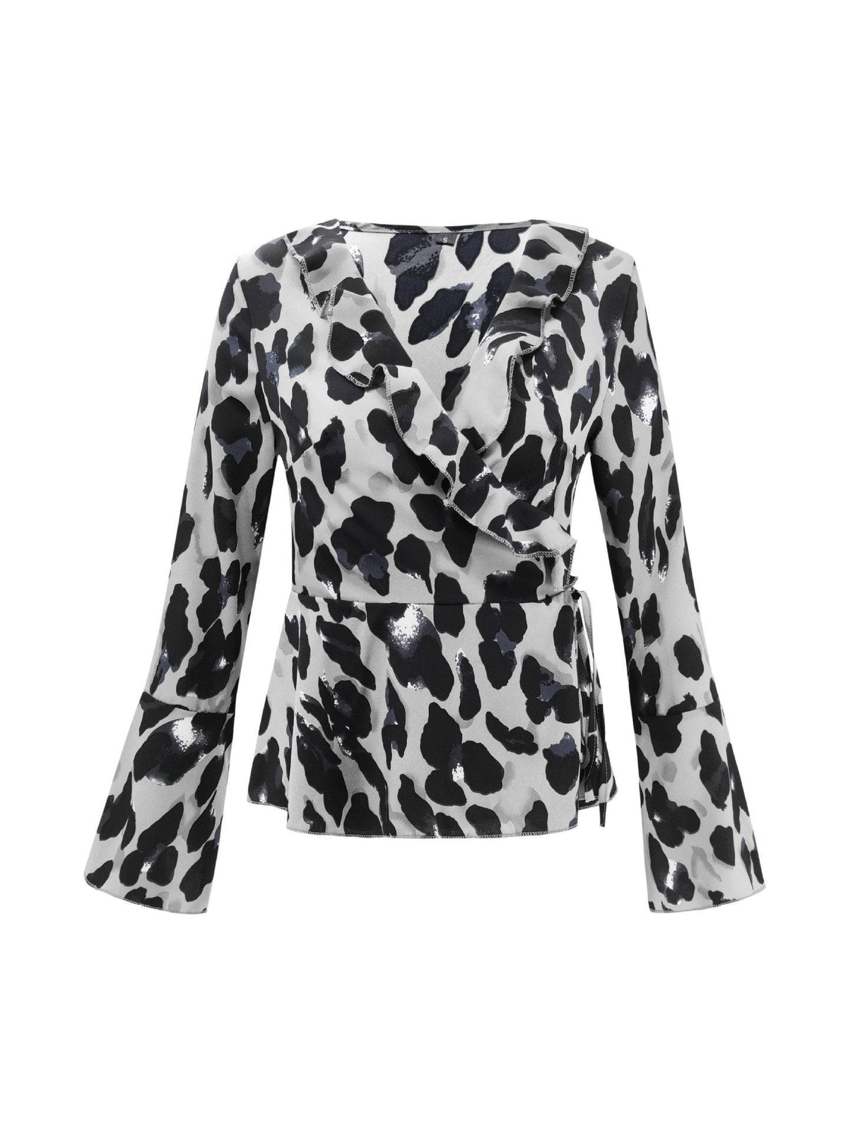 Leopard Flare Sleeve Top Blouses & Shirts 5201812281308 