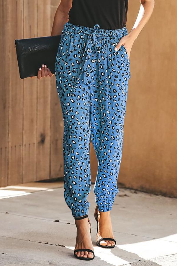 Leopard Straight Belt Pants Pants 5201904110309 