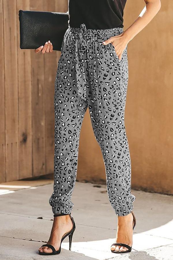 Leopard Straight Belt Pants Pants 5201904110309 