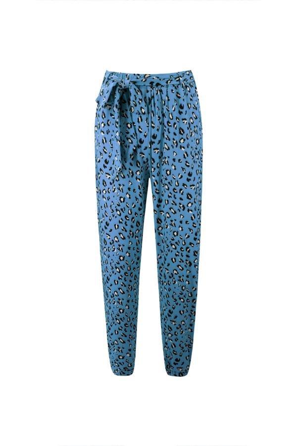 Leopard Straight Belt Pants Pants 5201904110309 L blue 