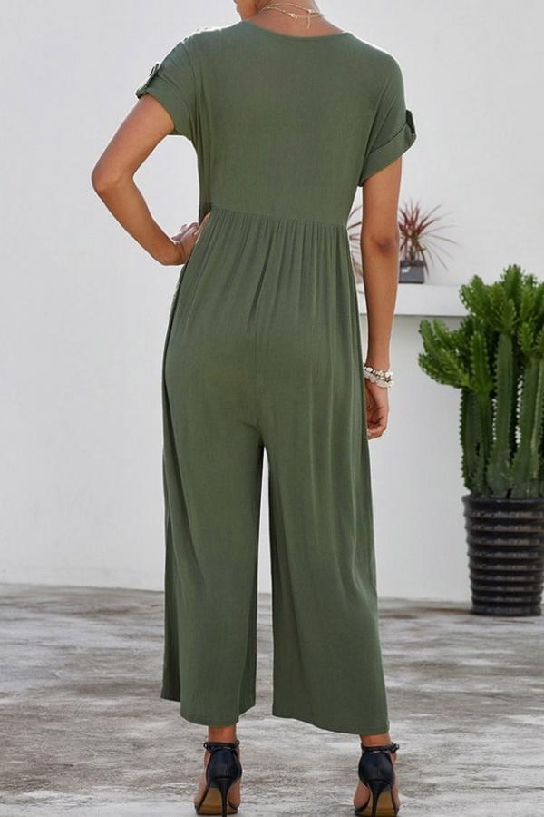 Loose Single-breasted Short-sleeved Jumpsuit - Pavacat