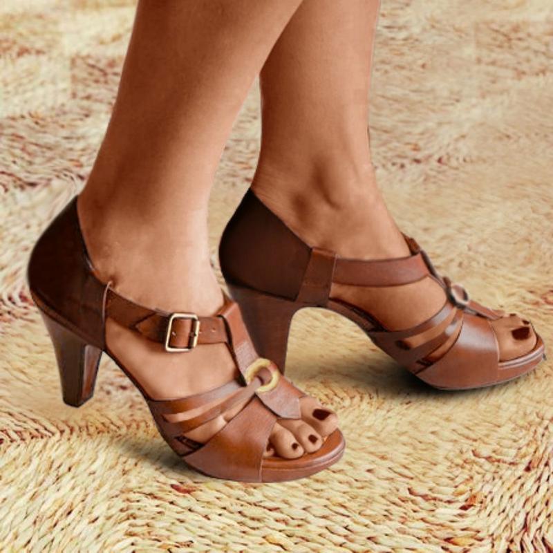 New Style Elegant Buckle Strap Sandals Sandals Pavacat US5.5(LABEL SIZE 35) Brown 
