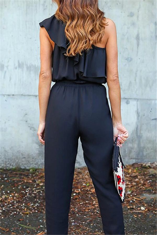 One Shoulder Ruffle Jumpsuit Jumpsuits & Rompers 5201812281531 