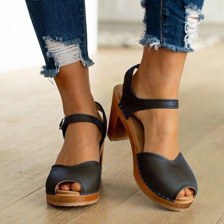 Orange Peep Toe Casual Sandals - Pavacat