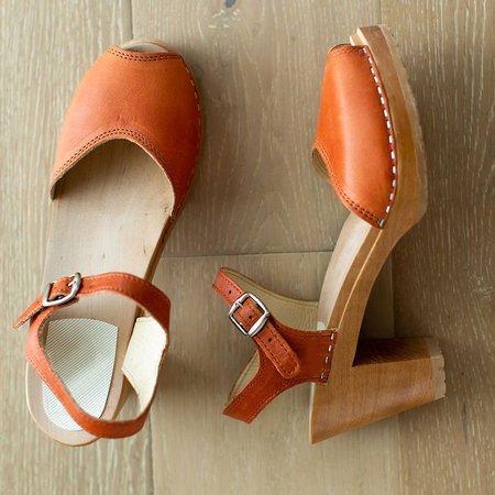 Orange Peep Toe Casual Sandals - Pavacat