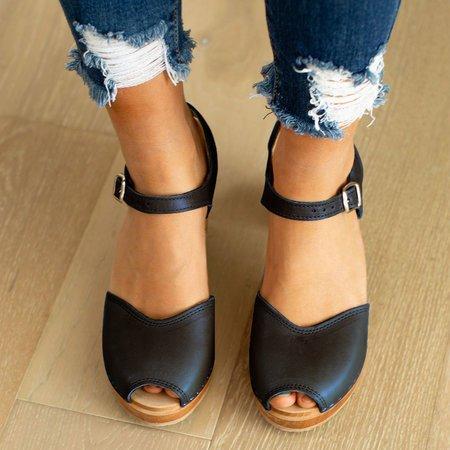 Orange Peep Toe Casual Sandals - Pavacat