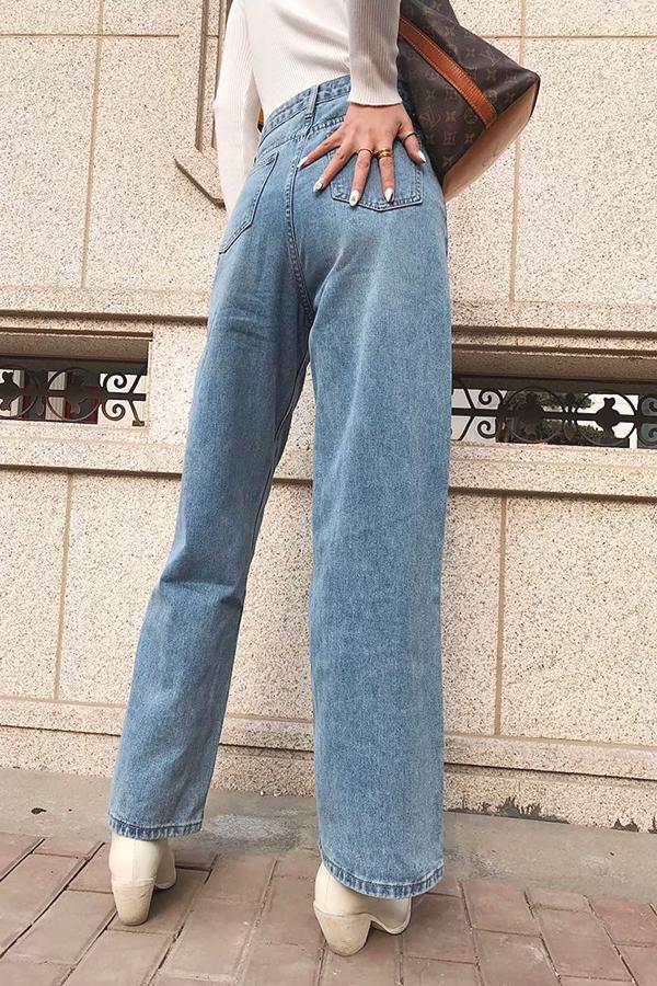 Outdoor High-waisted Straight Jeans Jeans 5201902191404 